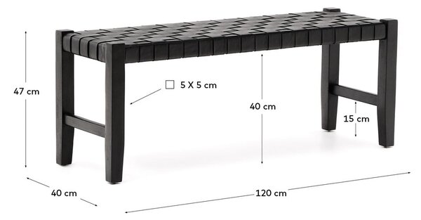 Črna usnjena klop Calixta – Kave Home