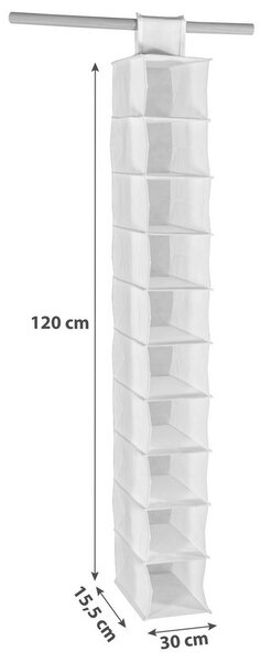 Möbelix Viseči Shranjevalnik Cliff 1, Bela, 10 Predelkov