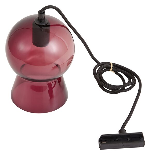 Retro viseča svetilka črna z vijoličnim steklom za 1-fazni tirni sistem - Iconic Bell