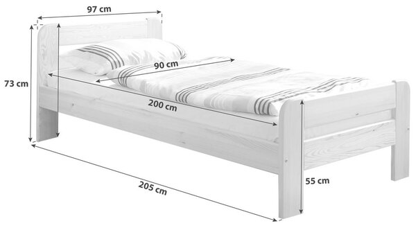 MID.YOU Postelja Bert, Bor, Masivno, 90x200