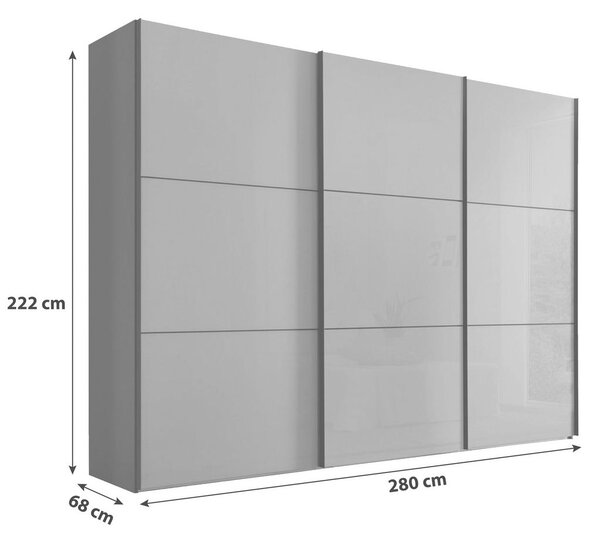 Premium Living Omara Z Drsnimi Vrati Includo Glas, Siva, 280 Cm