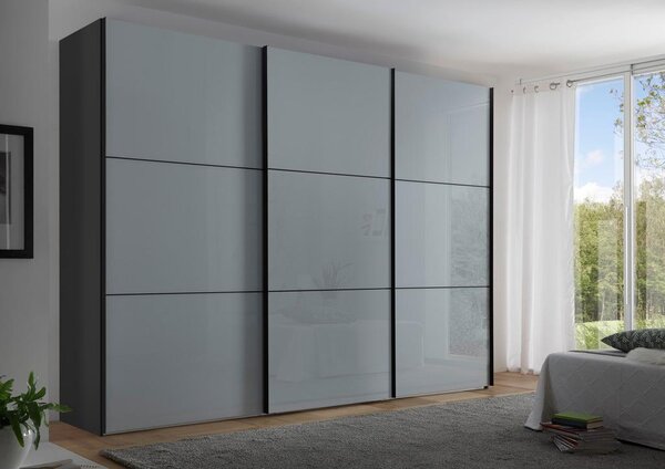 Premium Living Omara Z Drsnimi Vrati Includo Glas, Siva, 280 Cm