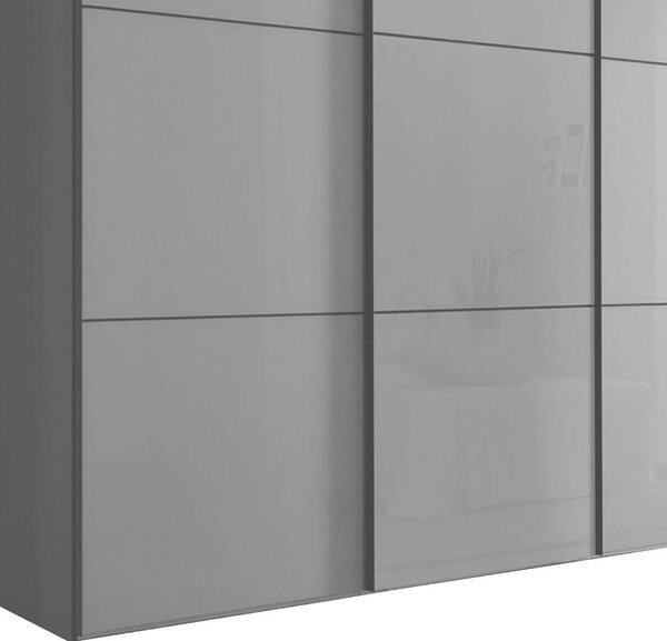 Premium Living Omara Z Drsnimi Vrati Includo Glas, Siva, 280 Cm