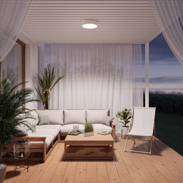 TEMAR LIGHTING Stropna svetilka Cleo 300, bela, senzor, IP20, Ø 30 cm, kovina, Bela, Dnevna soba / jedilnica, Kovina, Sodobni
