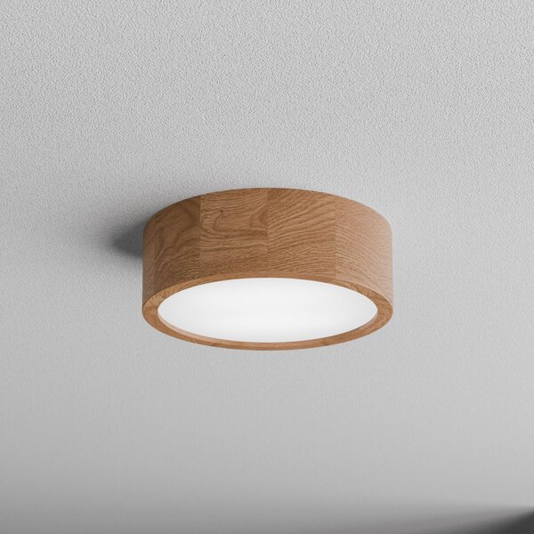 TEMAR LIGHTING Stropna svetilka Cleo DR275, IP54, Ø 27,5 cm, hrastov les, E27, zatemnjen, Les, Kopalnica, Les