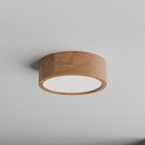 TEMAR LIGHTING Stropna svetilka Cleo DR275, IP54, Ø 27,5 cm, hrastov les, E27, zatemnjen, Les, Kopalnica, Les
