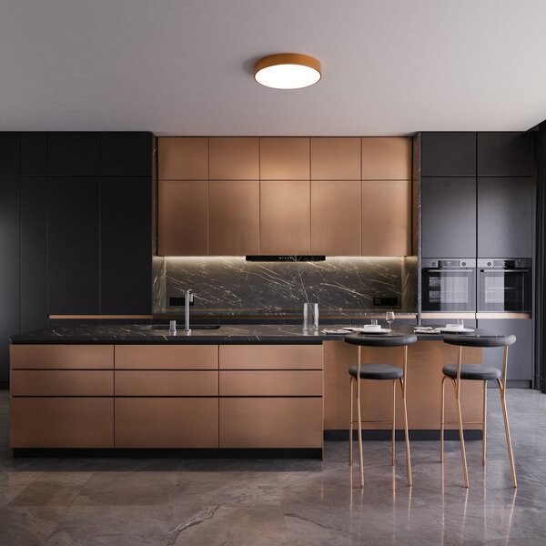 TEMAR LIGHTING Stropna svetilka Cleo 500, baker, senzor, IP54, Ø 50 cm, kovina, Bakrena, Hodnik, Kovina, Sodobni