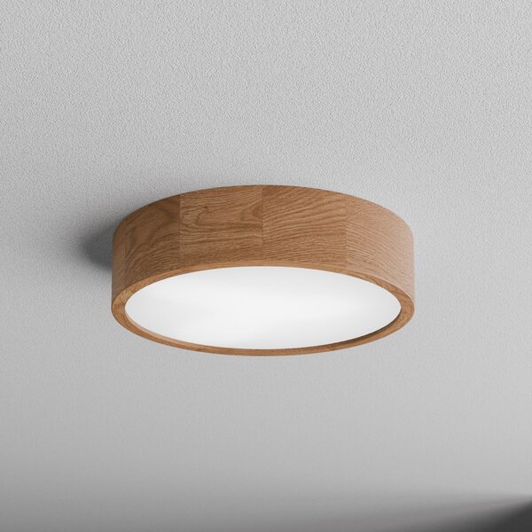 TEMAR LIGHTING Stropna svetilka Cleo DR375, IP20, senzor, Ø 38 cm, hrastov les, Les, Dnevna soba / jedilnica, Les