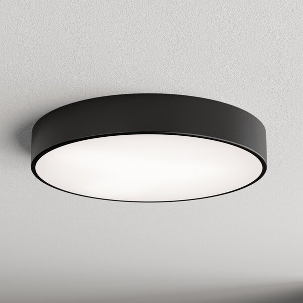 TEMAR LIGHTING Stropna svetilka Cleo 500, črna, senzor, IP54, Ø 50 cm, kovina, Črna, Hodnik, Kovina, Sodobni