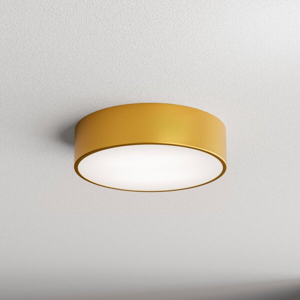 TEMAR LIGHTING Stropna svetilka Cleo 300, zlata, senzor, IP54, Ø 30 cm, kovina, Zlata / medeninasta, Hodnik, Kovina, Sodobni