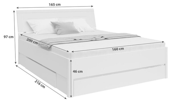 XXXL Postelja S Predali Saturn, Bela, Hrast, 160x200