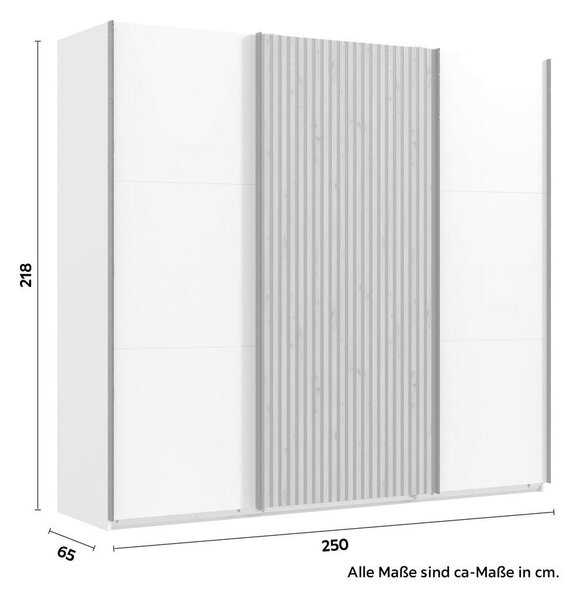 Premium Living Omara Z Drsnimi Vrati Andorra, Bela, Barva Hrasta, Š. 250 Cm