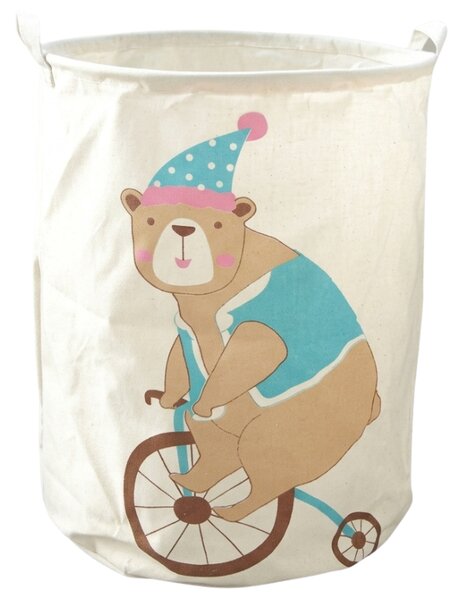 Koš za igrače in perilo s tiskom CIRCUS BEAR 35x45 cm, kremna barva