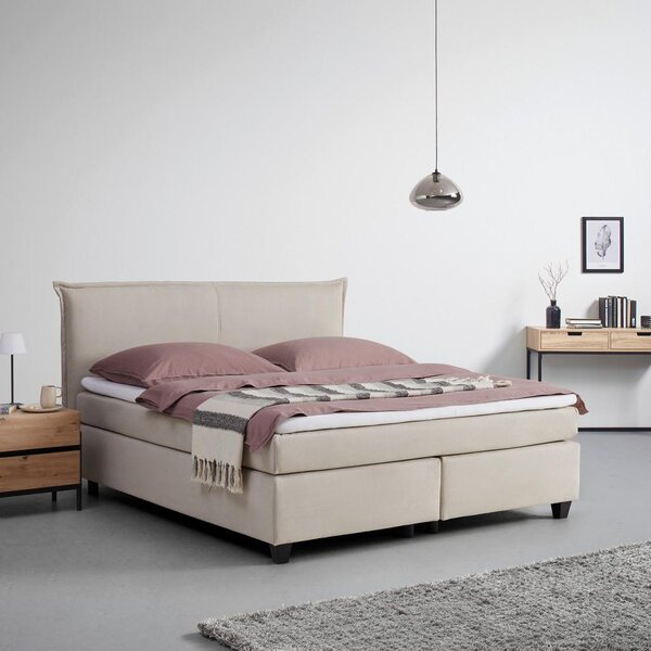 Bessagi Home Postelja Boxspring Rinaldo, Bež, Z Nadvložkom, 180x200