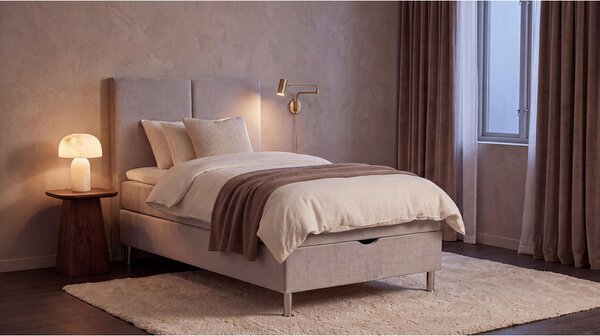 POSTELJA Z VZMETNICO 90 cm x 200 cm , les, tekstil, leseni material svetlo siva