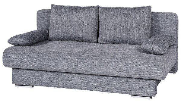 ZOFA S POSTELJNO FUNKCIJO, siva tekstil, leseni material
