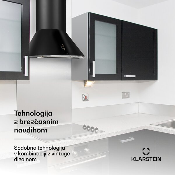 Klarstein Noir Retro Kuhinjska Napa 60cm Nerjaveče Jeklo - črna