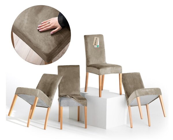 Sivo-bež raztegljive prevleke v kompletu 4 ks za stol 48 cm Sento – Restilo