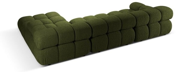 Zelena kotna sedežna garnitura iz tkanine bouclé (desni kot) Bellis – Micadoni Home