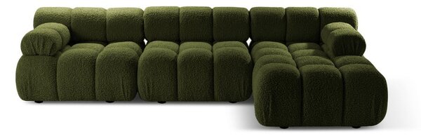 Zelena kotna sedežna garnitura iz tkanine bouclé (desni kot) Bellis – Micadoni Home