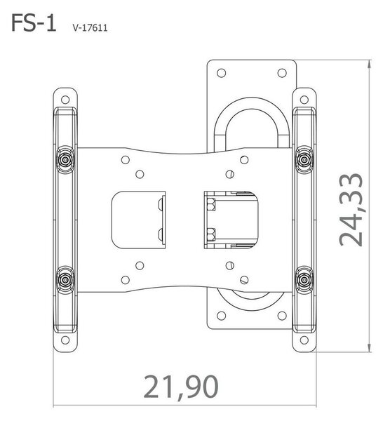 MID.YOU Stenski Nosilec Za Tv Fs 1, Srebrna, 24,33 Cm