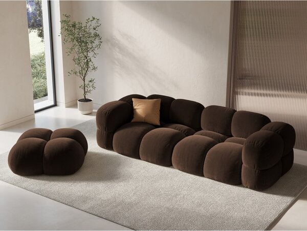 Temno rjava žametna sedežna garnitura 250 cm Loretto – Cosmopolitan Design
