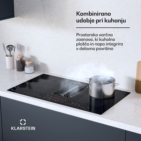 Klarstein AirJet FlexPro Down Air System | indukcijska kuhalna plošča + napo | Flexzone | Booster