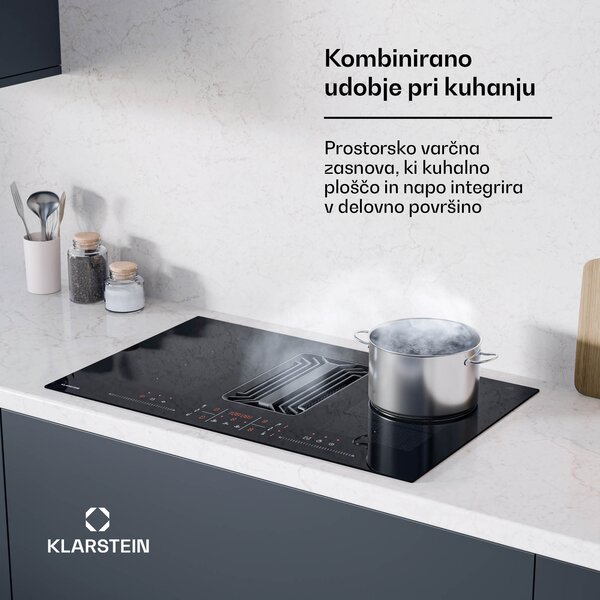 Klarstein AirJet FlexPro Down Air System, Indukcijska kuhalna plošča + napa, Flexi zone, Booster