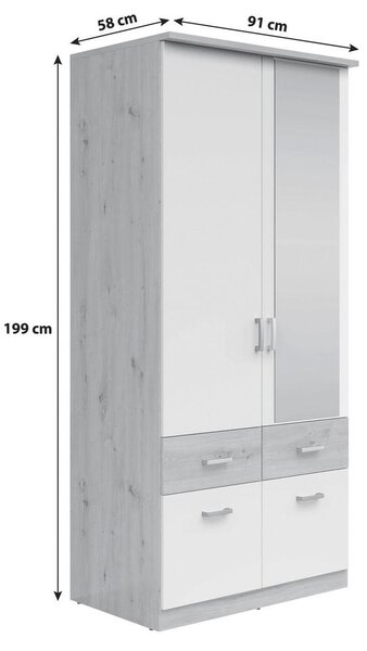 Mömax Omara Za Oblačila Brando, Bela, Hrast, Š. 91 Cm