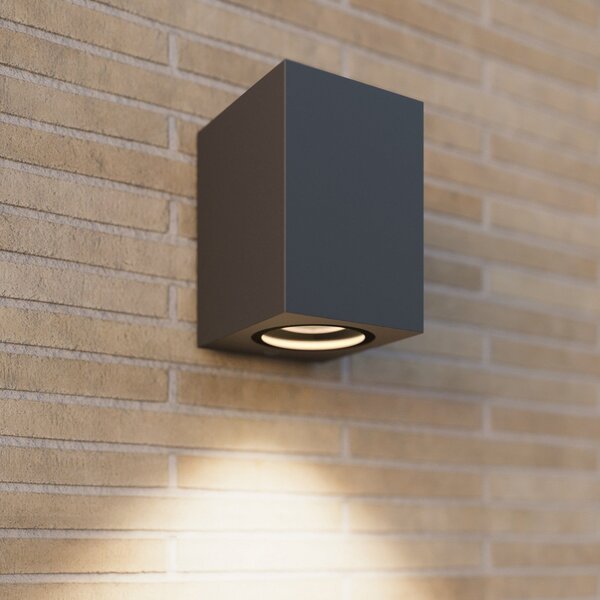Lucande zunanja stenska svetilka Xava, downlight, antracit, GU10, Črna, Kovina, Sodobni