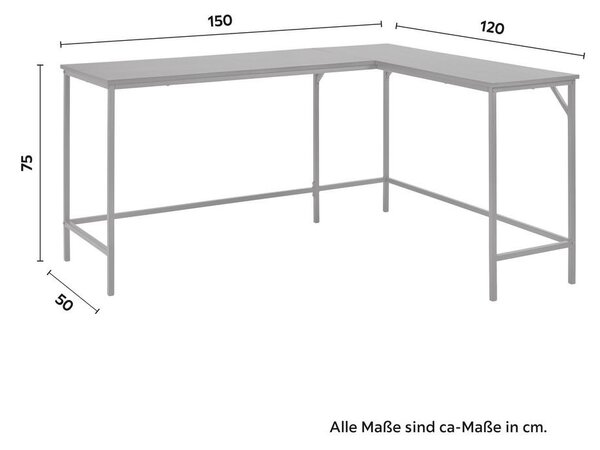 Bessagi Home Kotna Pisalna Miza Anabela, Barva Oreha, 120/150x50