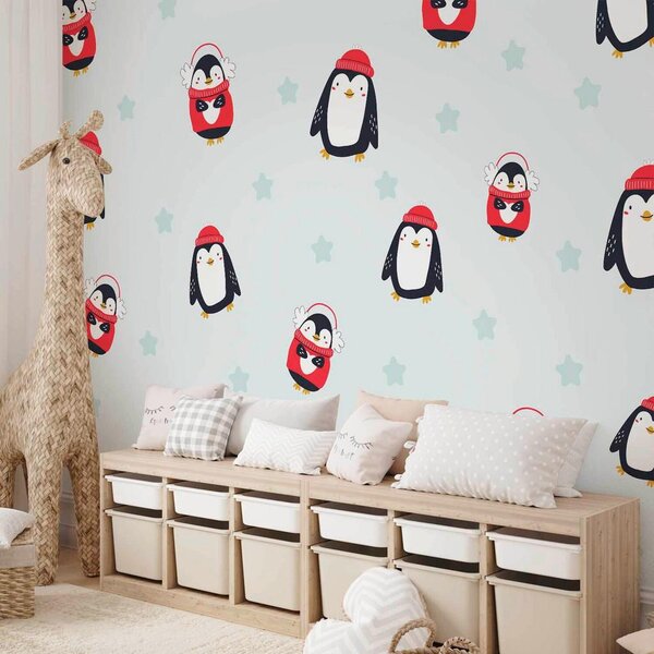 Artgeist Fototapeta Brawling Penguins, 100x70cm