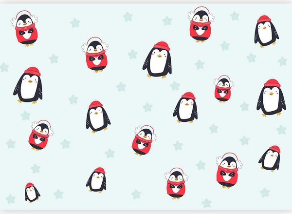 Artgeist Fototapeta Brawling Penguins, 100x70cm