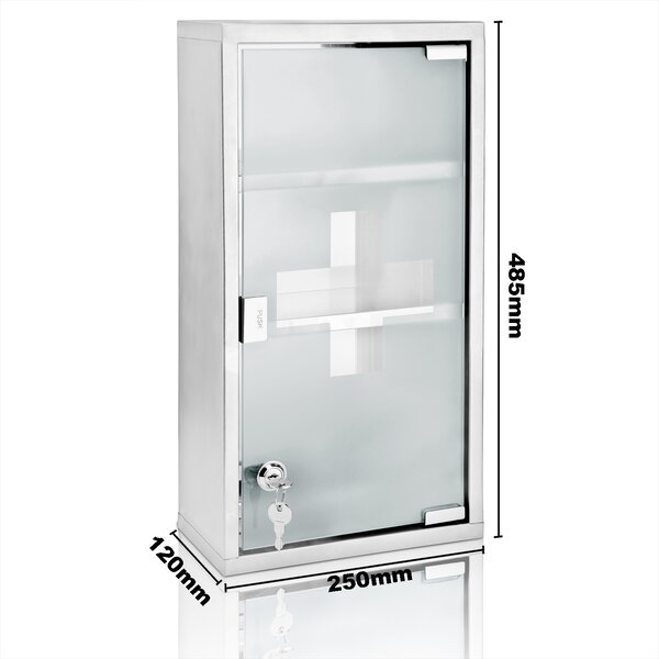 Stenska omarica za prvo pomoč SAVE, 25x12x48,5cm, srebrna Monzana