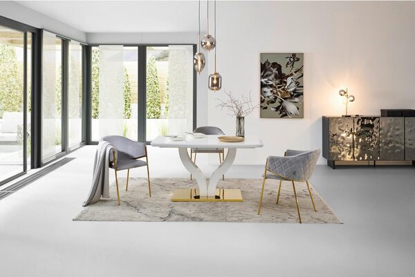 MID.YOU Jedilna Miza Jade Az, Bela, 140-180x90