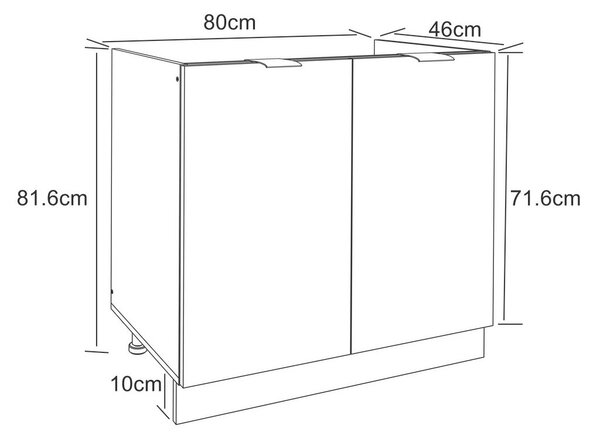 MID.YOU Spodnja Omarica Za Korito Fasola, Bela, Š 80cm