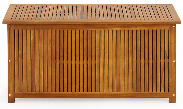 Lesena škatla za shranjevanje ACACIA s kolesi, 117x50x59cm, naravno rjava Jurhan