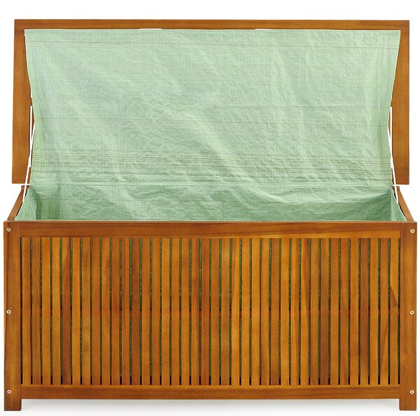Lesena škatla za shranjevanje ACACIA s kolesi, 117x50x59cm, naravno rjava Jurhan