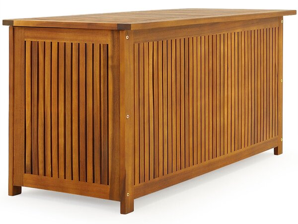 Lesena škatla za shranjevanje ACACIA s kolesi, 117x50x59cm, naravno rjava Jurhan