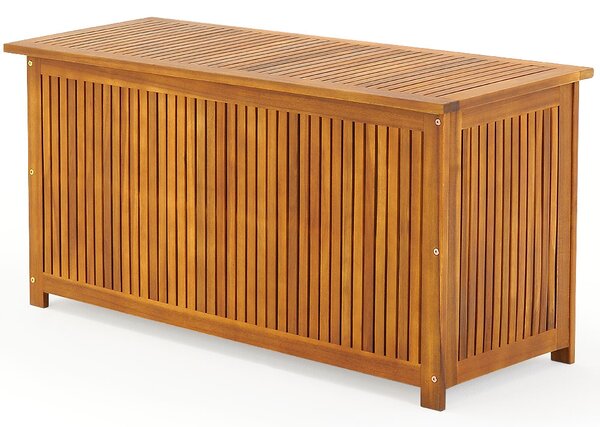 Lesena škatla za shranjevanje ACACIA s kolesi, 117x50x59cm, naravno rjava Jurhan
