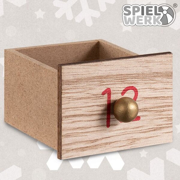 Leseni adventni koledar SANTA CLAUS z osvetlitvijo, 35x6x27cm, bela/rjava Spielwerk