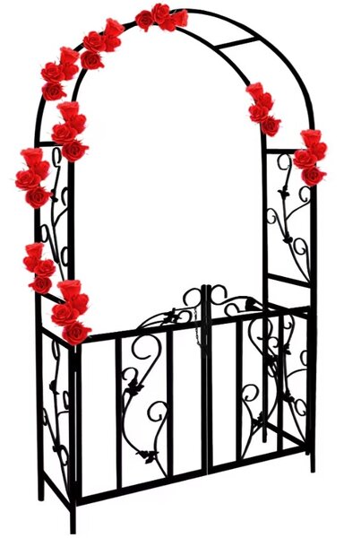 Lok za vrtnice ROMANCE z vrati, 225x115x37cm, črn Gardebruk