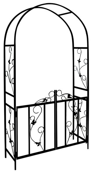 Lok za vrtnice ROMANCE z vrati, 225x115x37cm, črn Gardebruk