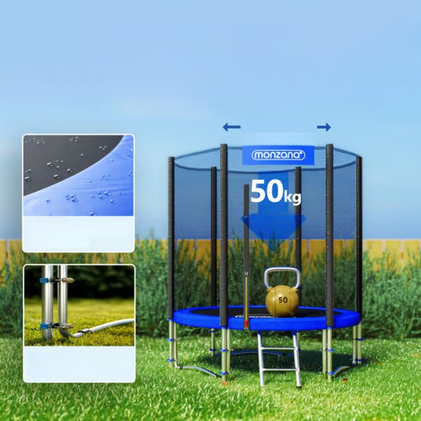 Trampolin z varnostno mrežo JUMP, Ø183 cm, črna/modra Monzana