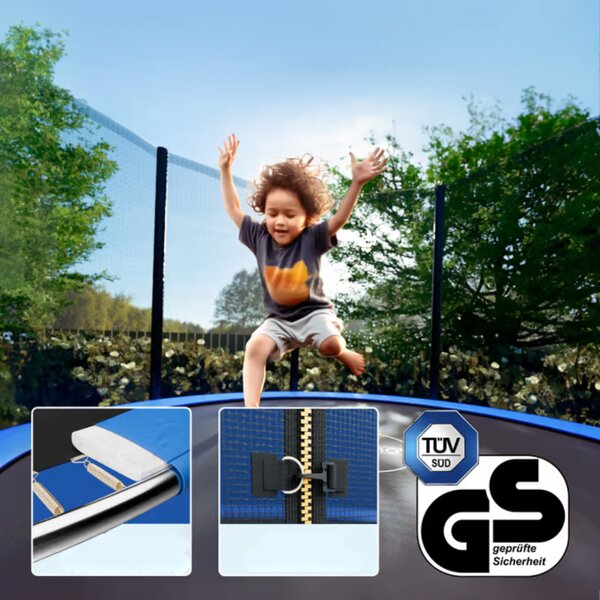 Trampolin z varnostno mrežo JUMP, Ø183 cm, črna/modra Monzana