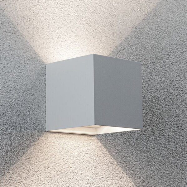 Paulmann LED-svetilka na baterije za zunanjo steno Nyara, bela, 10 cm, senzor, IP44, Bela, Kopalnica, Aluminij, Sodobni, Stenska kotna