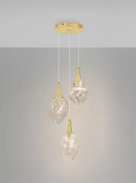 BELLINA LED LUSTER 3X ZLATNA/STAKLO 10W IP20 3000K TRIAC PRIGUŠLJIVA NL9187011