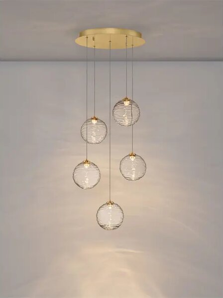 BLAZIK LED LUSTER 5X ZLATNA/STAKLO 20W IP20 3000K TRIAC PRIGUŠLJIVA NL9214164