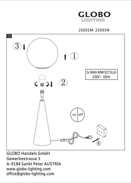 Globo Namizna Svetilka 21031m