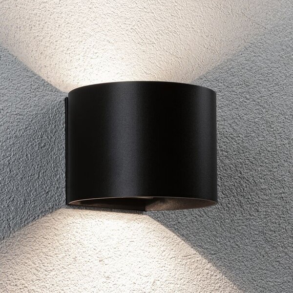 Paulmann LED-svetilka na baterije za zunanjo steno Nyora, črna, 14 cm, senzor, IP44, Črna, Kopalnica, Aluminij, Sodobni, Okrogla stena